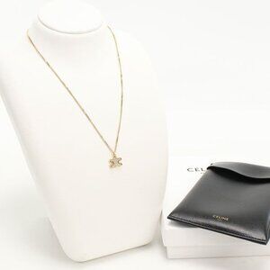 Celine Rhinestone Triomphe Necklace Metal